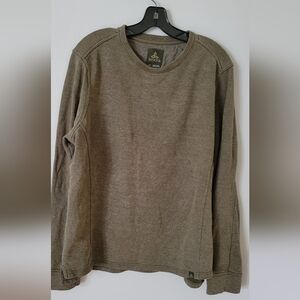 Prana Men’s Sweater large olive green Pullover  Long Sleeves EUC